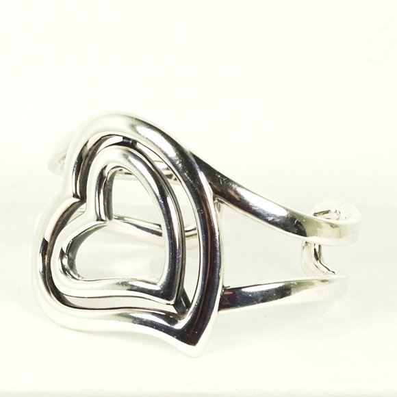 Barry Kieselstein-Cord Sterling Silver Double Heart Wide Cuff Bracelet - Picture 4 of 12